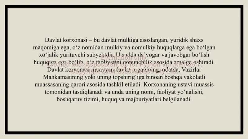 O‘zbekiston Respublikasi Vazirlar Mahkamasining 2006-yil 16-oktabrdagi 215-son qarori “Davlat korxonalari to‘g‘risida”gi  Nizom 2
