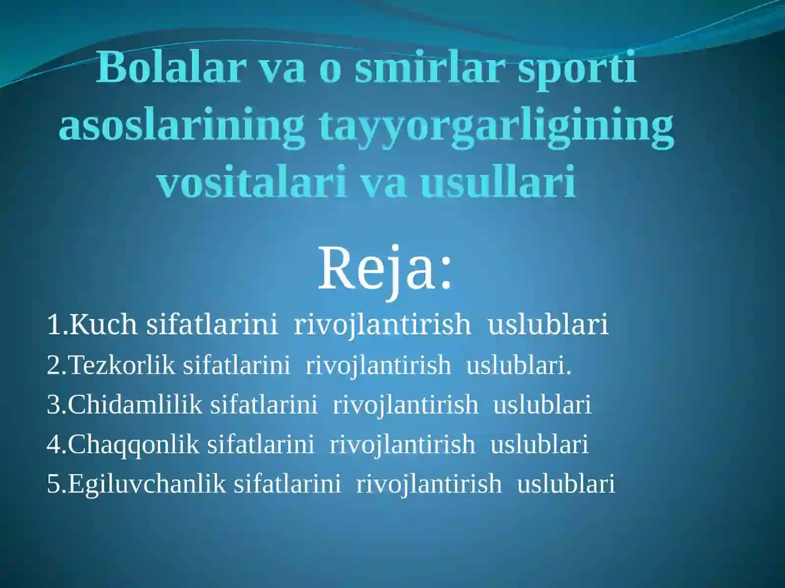 Bolalar va O'Smirlar Sporti Taqdimot Ishi 2
