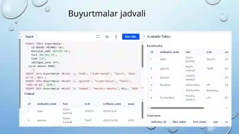 SQL da Sanabilanishlash funksiyalari 2