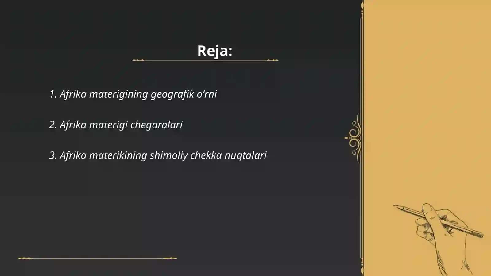 Afrika materigi geografik oʻrni, okean qismlari, chekka nuqtalarini oʻziga hosligi 2