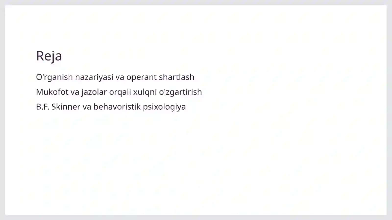 Operant oʻrganish Psixalogiya fani 2