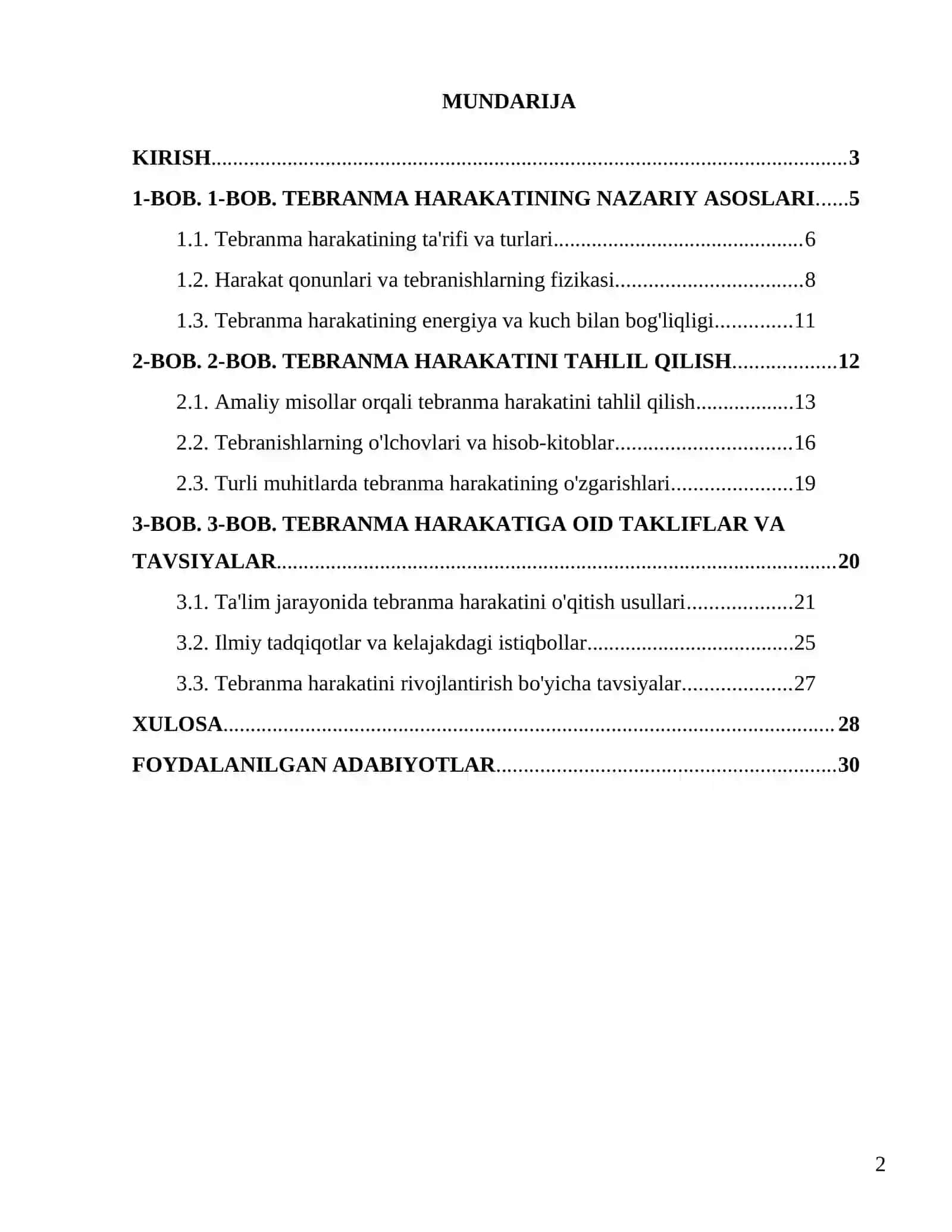 "Tebranma harakat" 2