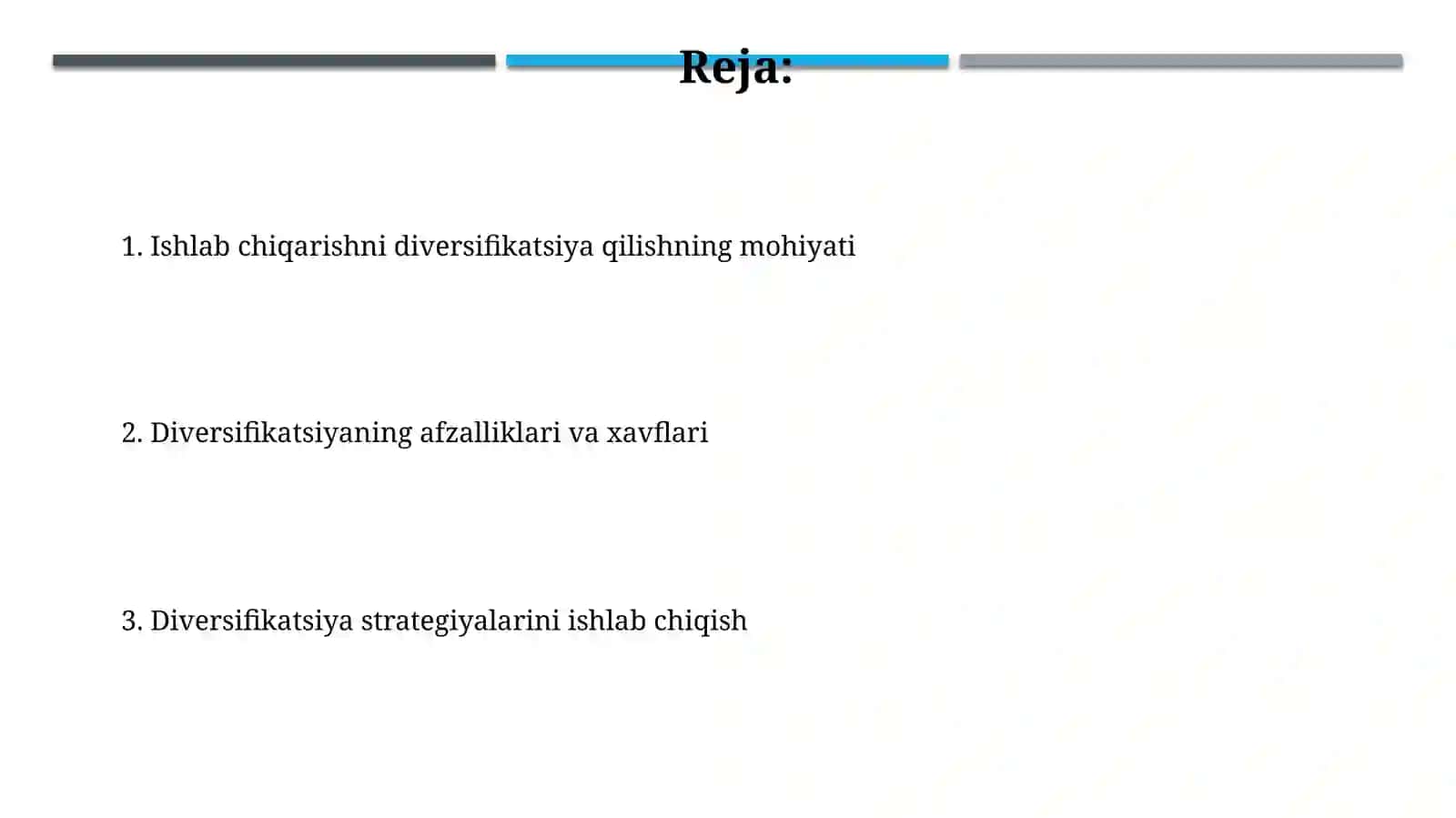 Ishlab chiqarishni diversifkatsiya qilish asoslari 2