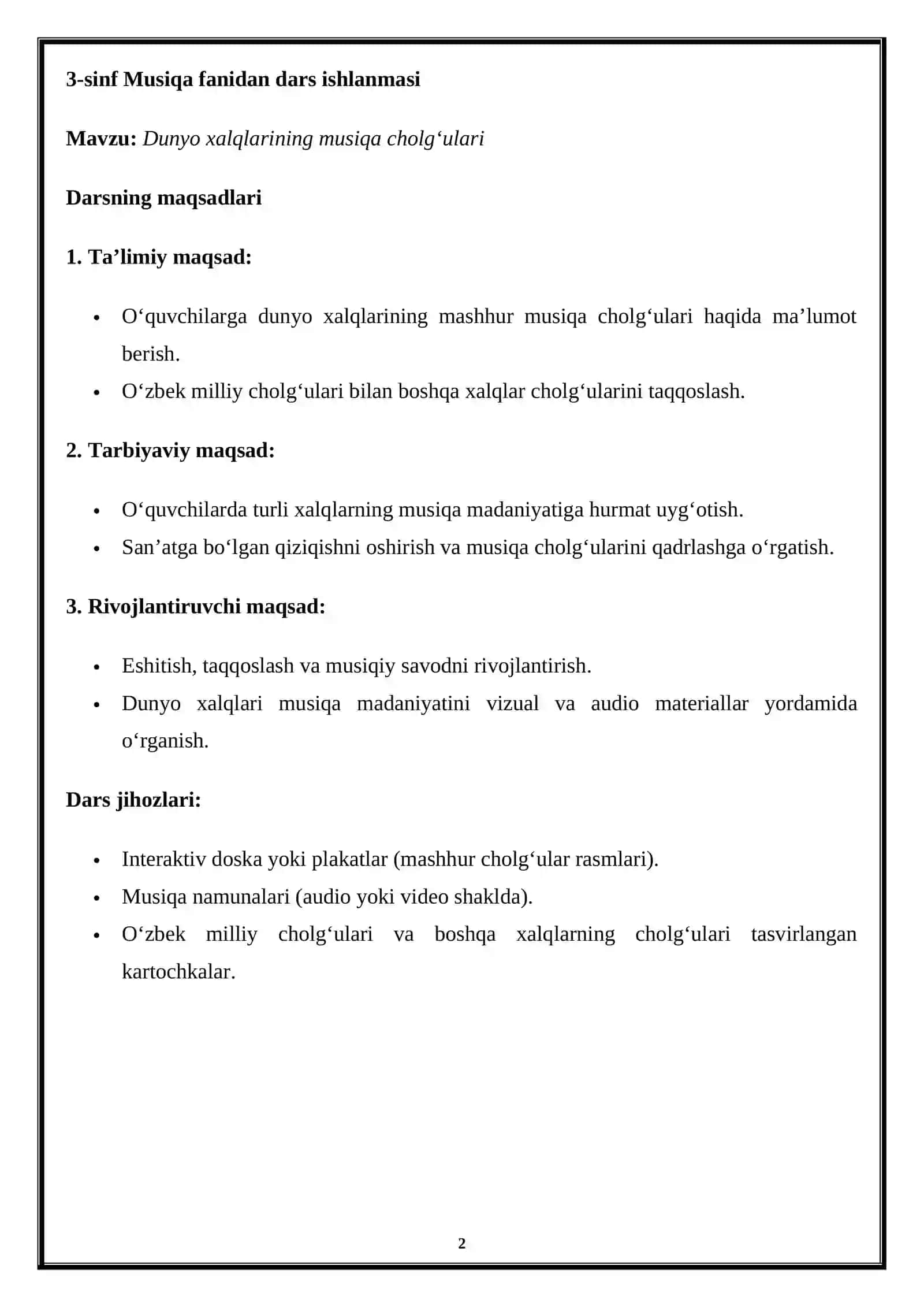 3-sinf Musiqa Dunyo xalqlarining musiqa cholg'ulari 2