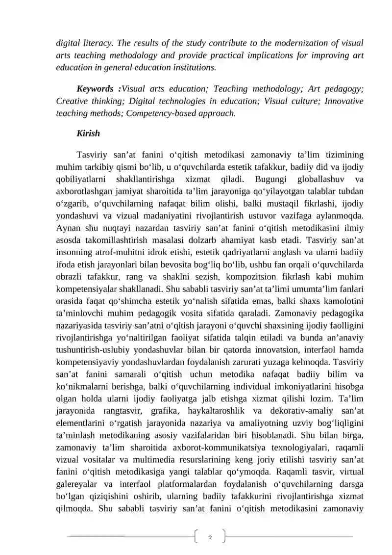 Tasviriy San’at fanini o’qitish metodikasi 2