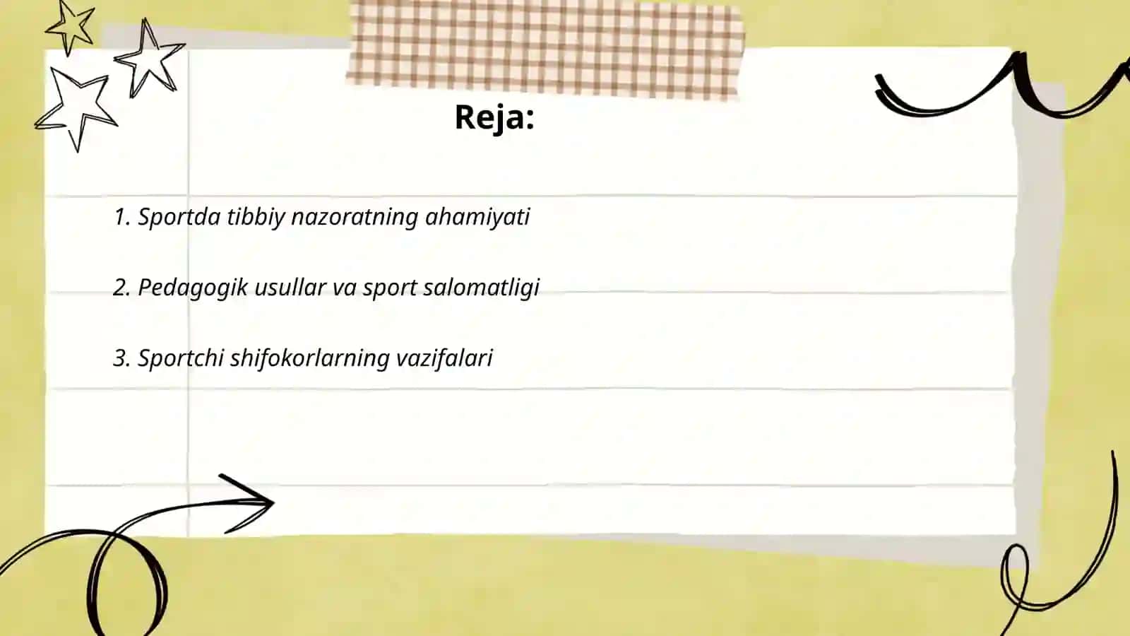 Sport pedagog shifokor nazoratini otkazish 2