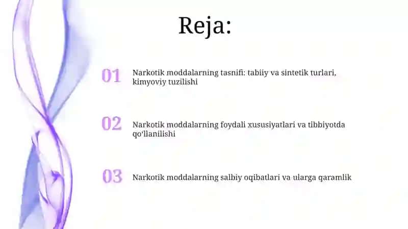Tabiiy va sintetik narkotik moddalar. Foyda va zaralari 2