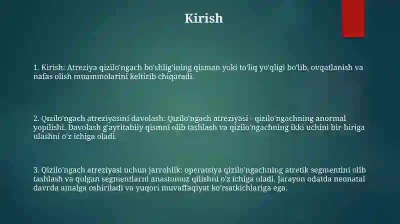 O'T Chiqarish Yo'Llarining Atreziyalarida Operatsiyalar 2