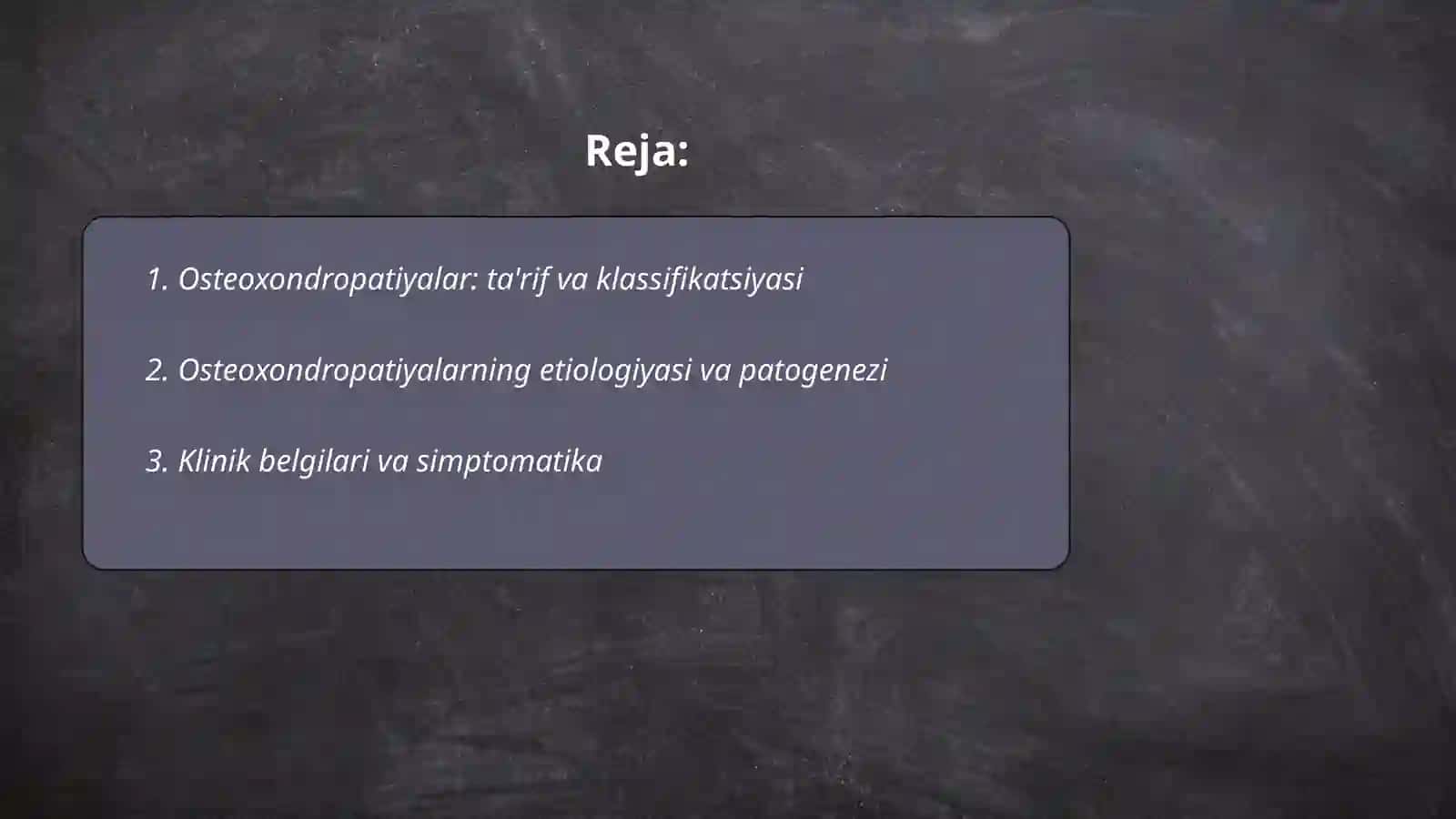 Osteoxondropatiyalar. Skolioz. Abdumannopova Nilufar 2