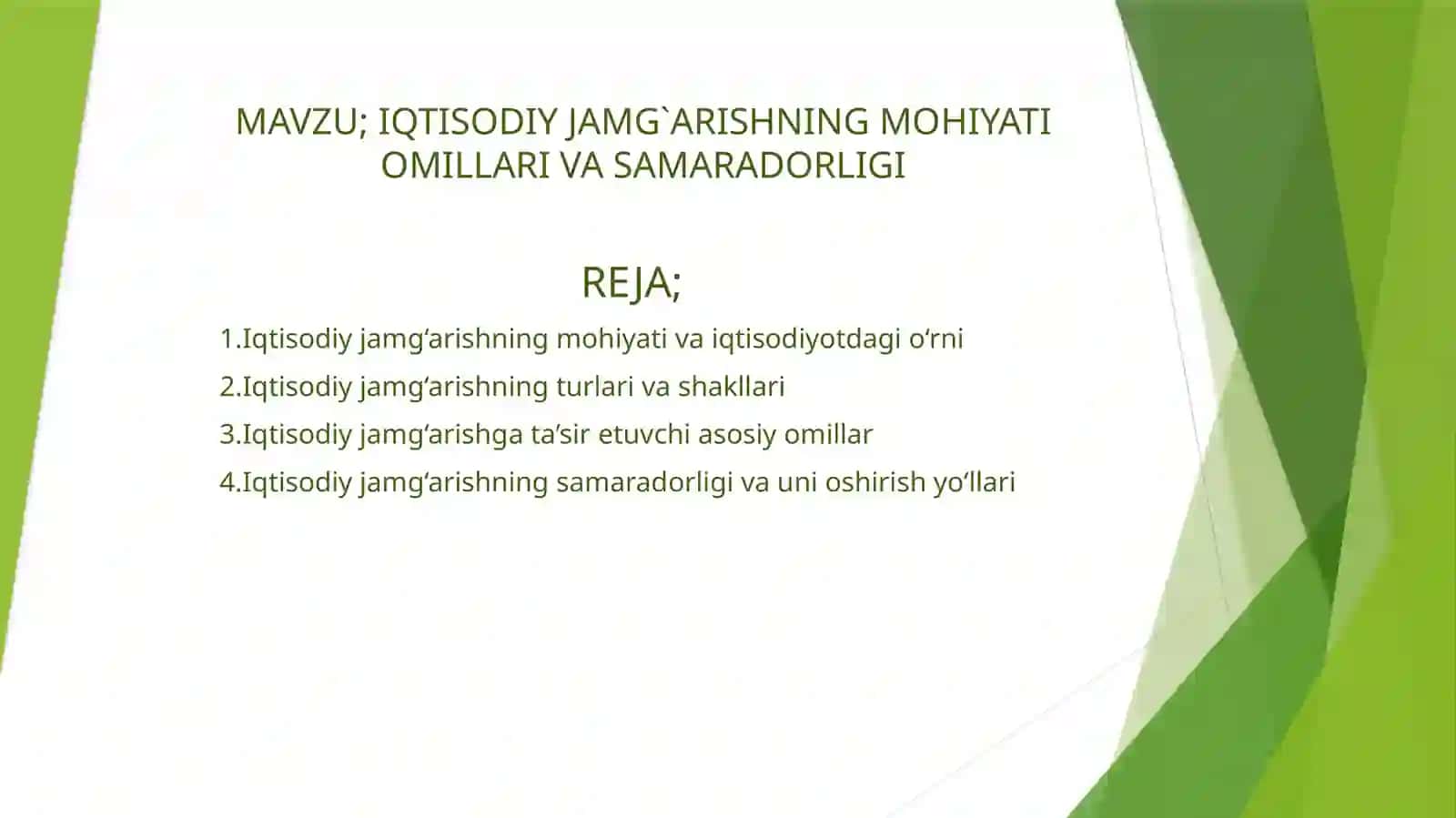 IQTISODIY JAMG`ARISHNING MOHIYATI OMILLARI VA SAMARADORLIGI 2