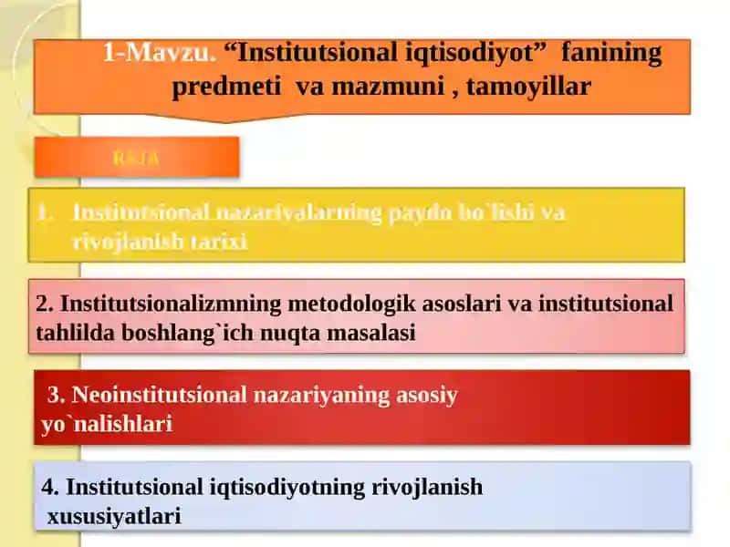 Institutsionaliqtisodiyot fanining predmeti va mazmuni 2