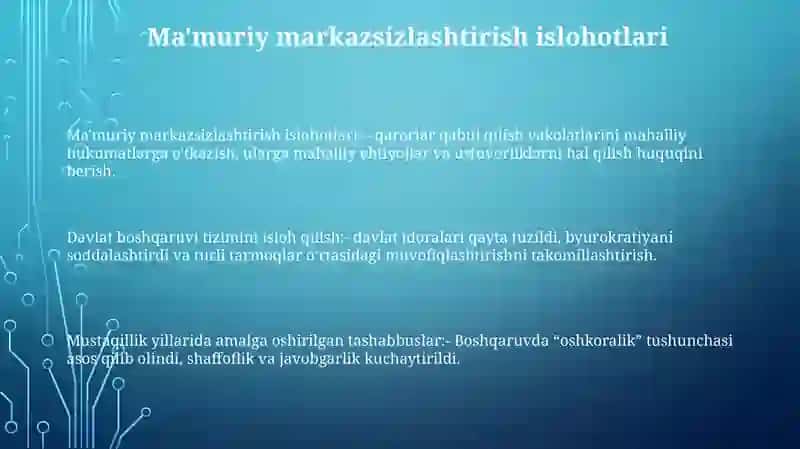 Mustaqillik Yillarida Davlat Boshqaruvi Tizimda Amalga Oshirilgan Islohotlar 2