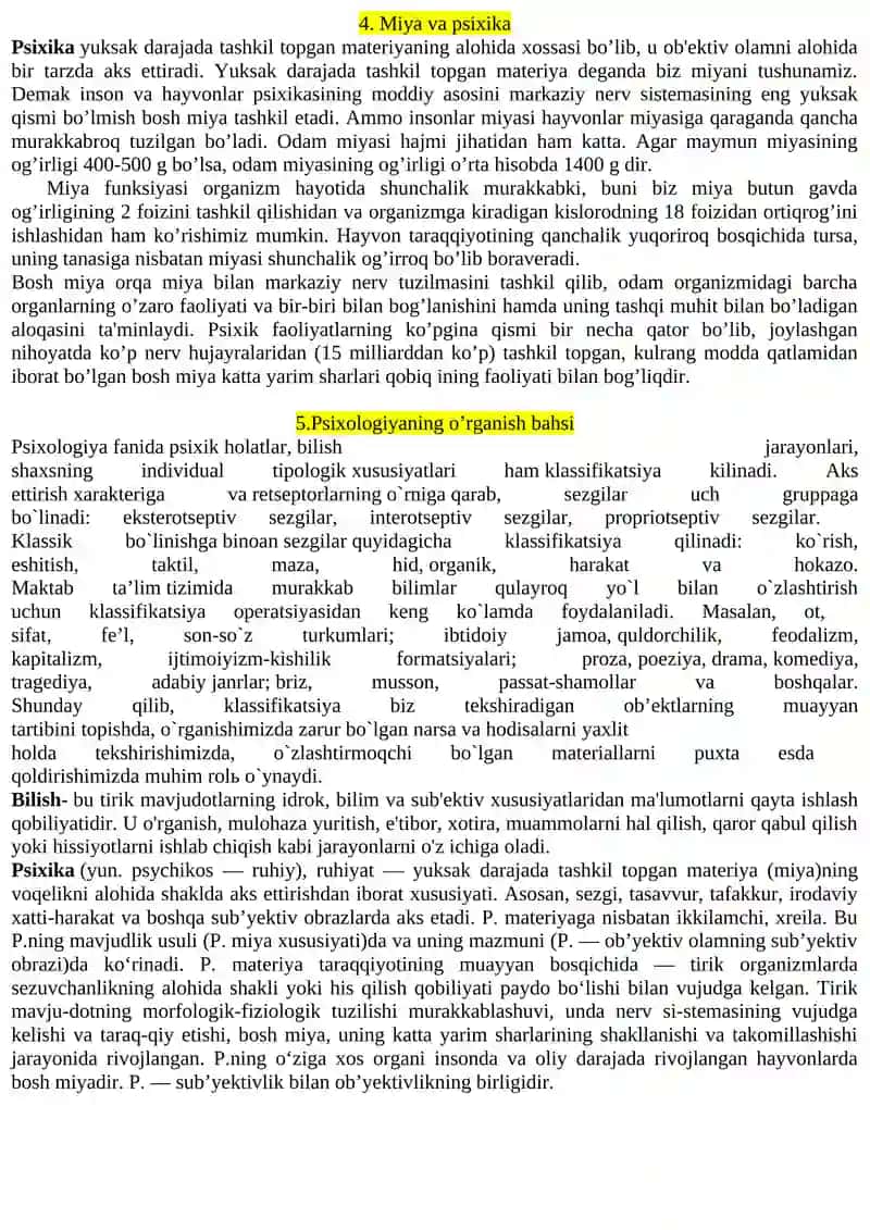 Psixologiya fanining predmeti, maqsadi va vazifalari 2