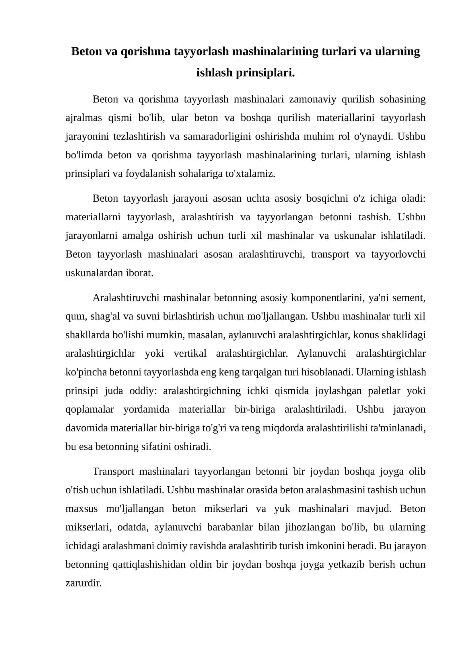 Beton va qorishma tayyorlash mashinalari haqida ma'lumot0 2
