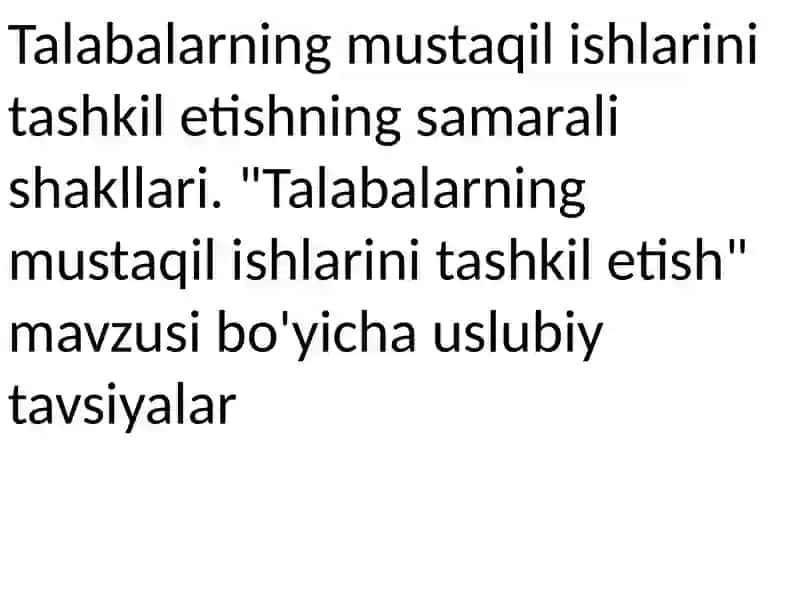 Talabalarning mustaqil ishlarini tashkil etish 2