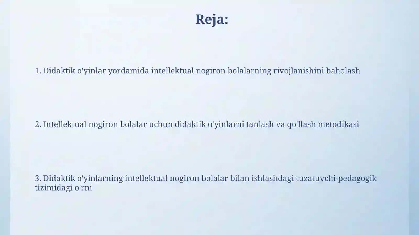 Didaktik O'yinlar va Aqli Zaif Bolalar 2