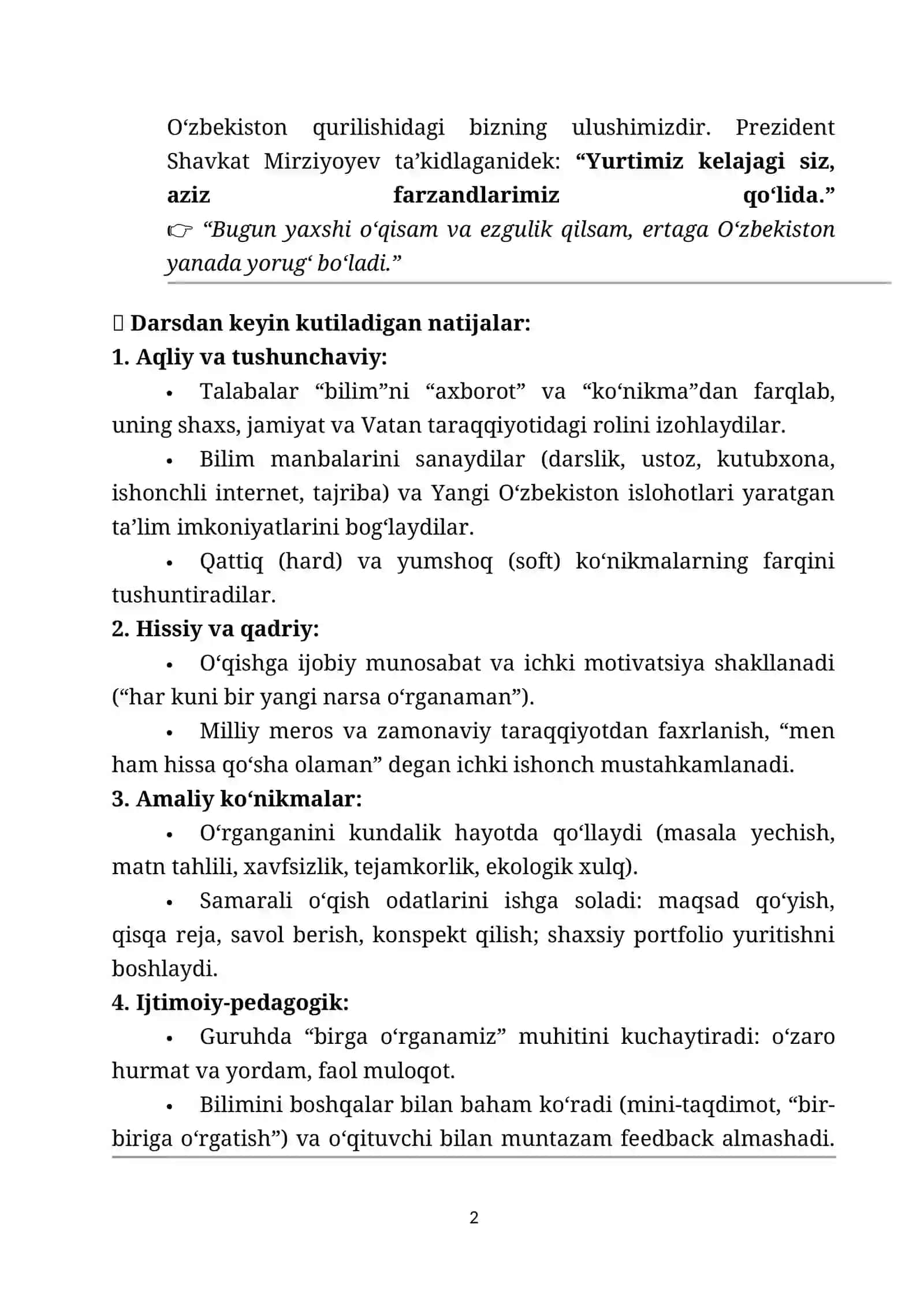 2-mavzu: “Bilim nima uchun kerak?” 2