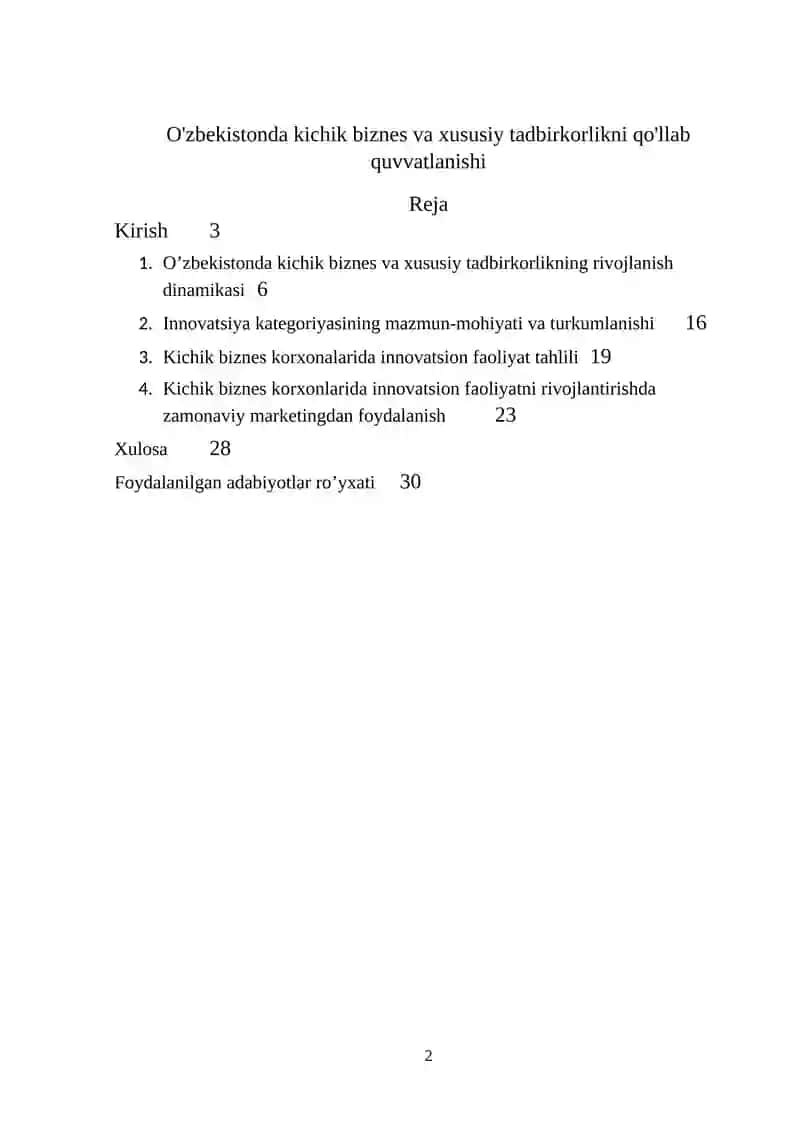 O'zbekistonda Kichik Biznes va Xususiy Tadbirkorlik 2