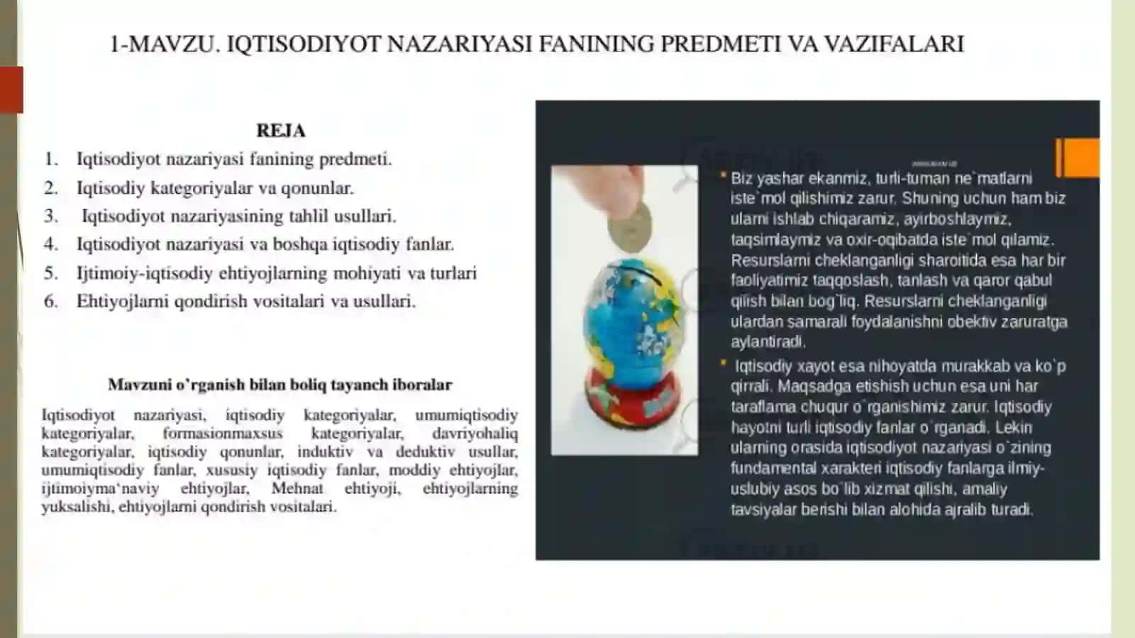 IQTISODIYOT FANIDAN TAYYORLAGAN TAQDIMOTI 2