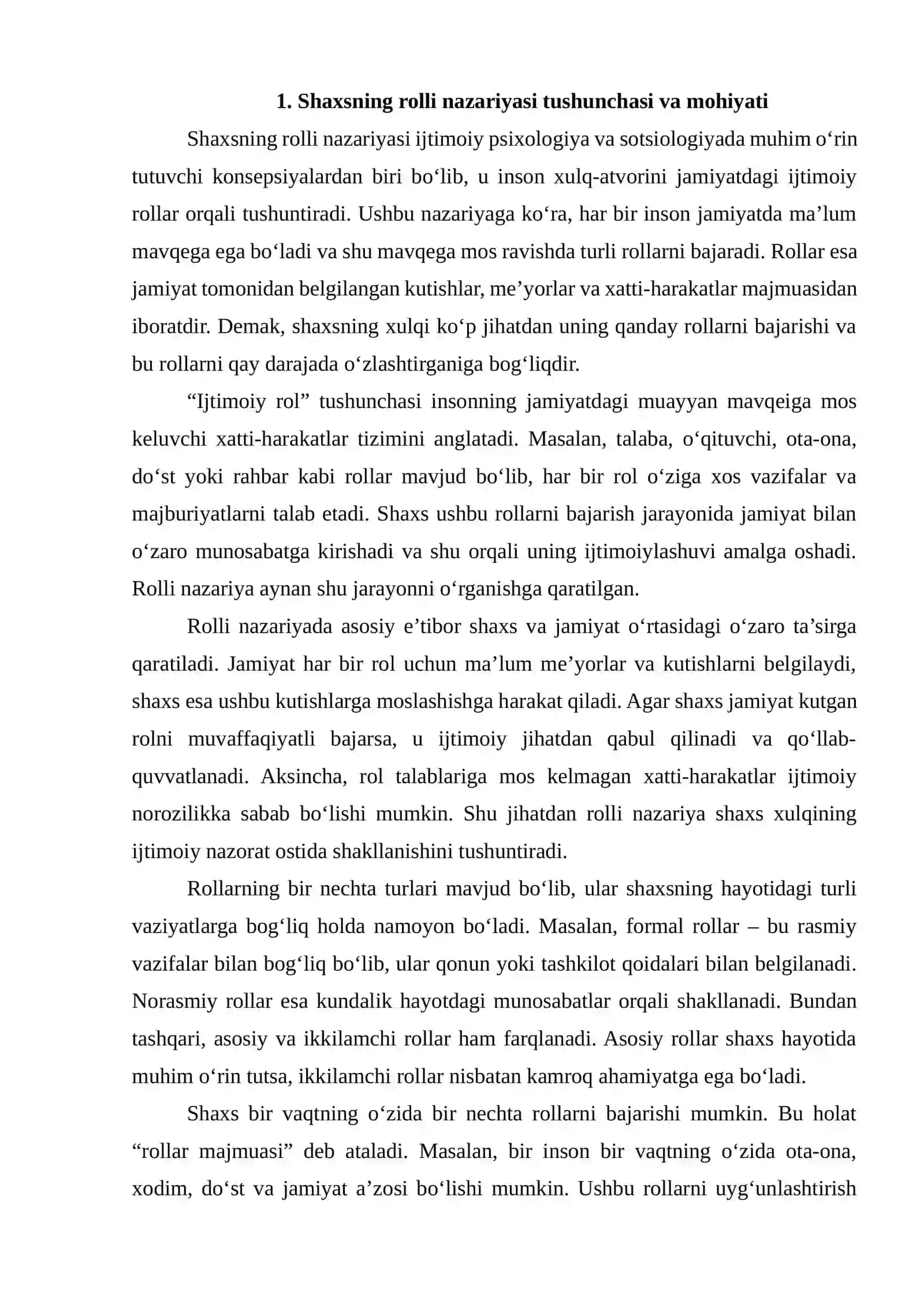 SHAXSNING ROLLI NAZARIYALARI VA ULARNING TARIXI 2