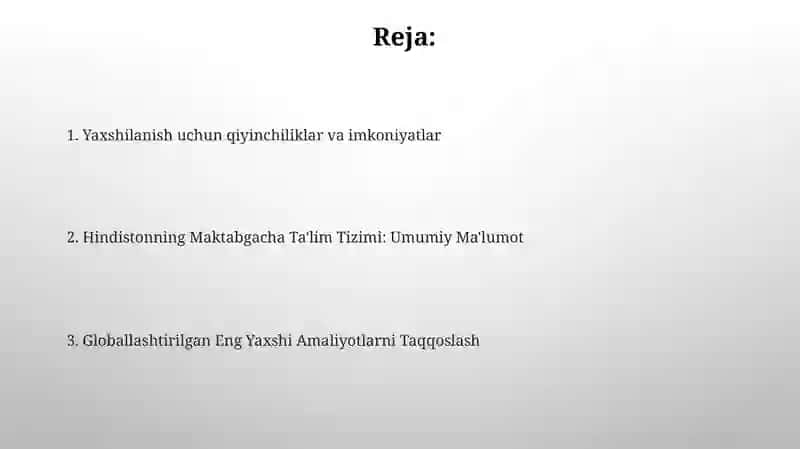 Hindiston maktabgacha taʼlim tizimi va qiyosiy tahlili 2