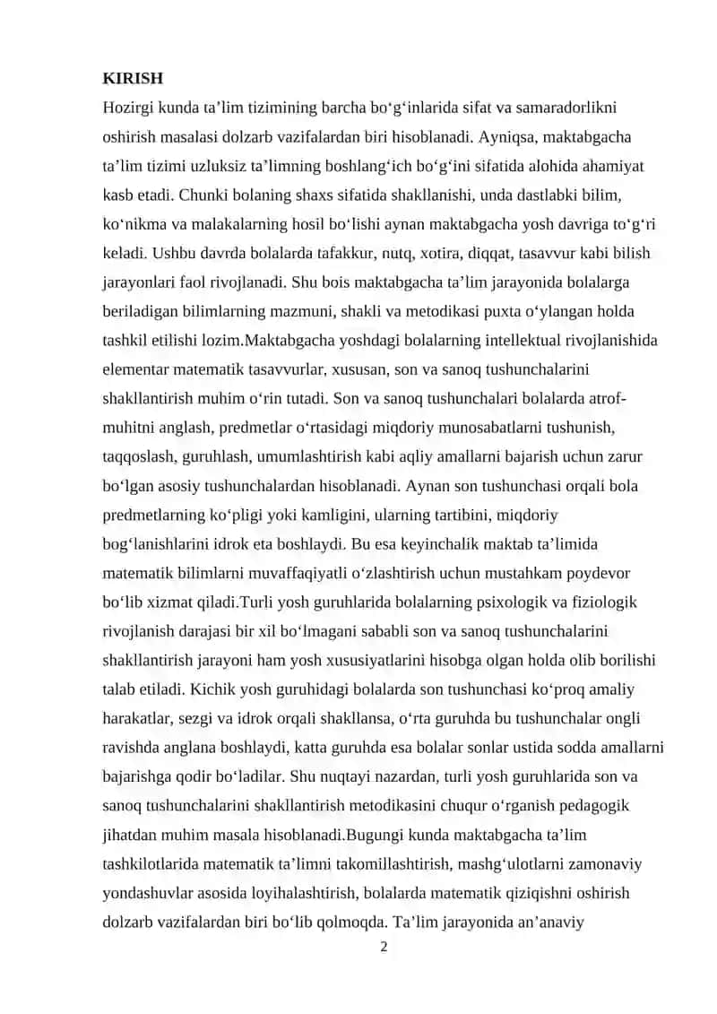 Turli yosh guruhlarda son sanoq tushunchasini rivojlantirish 2
