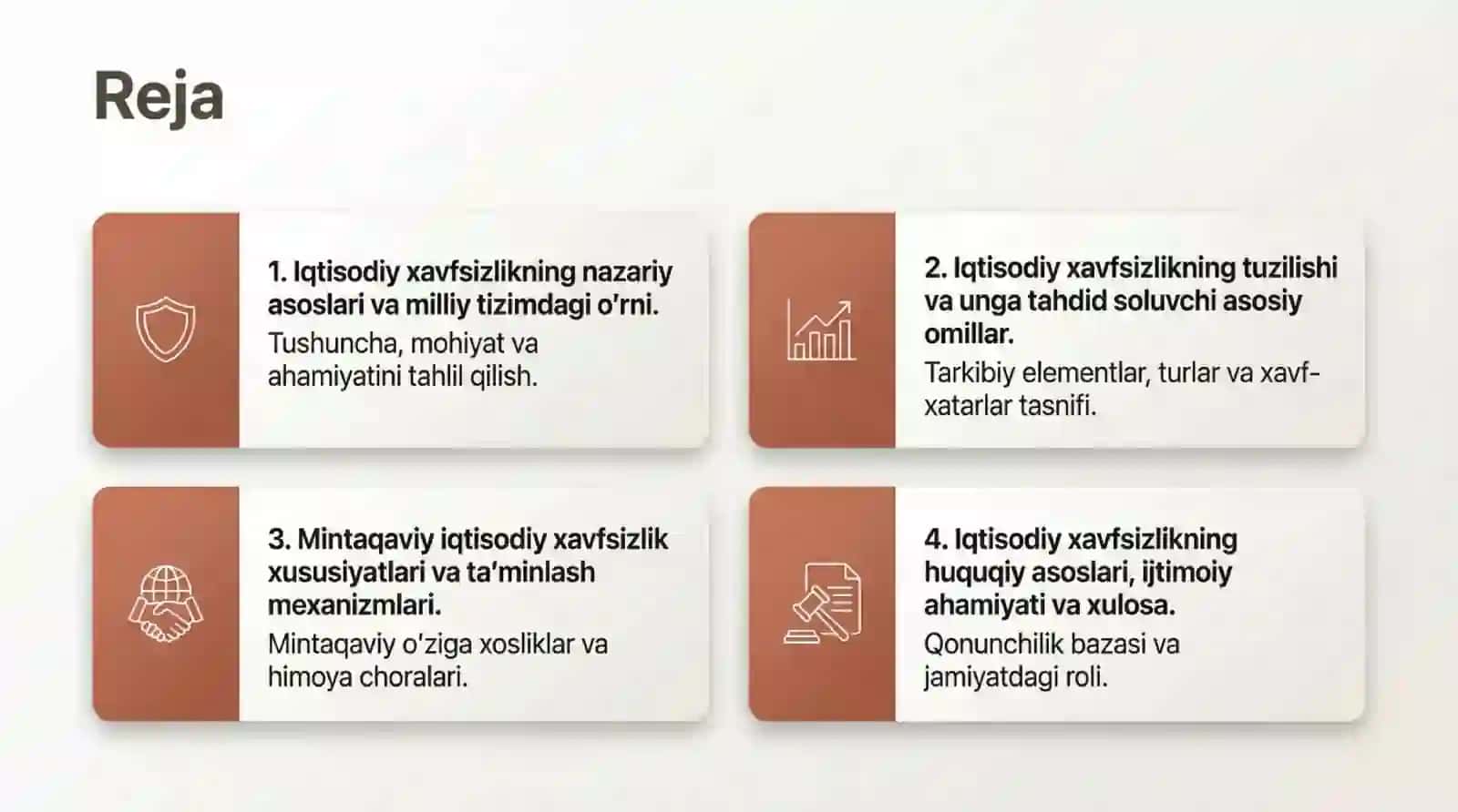Milliy va mintaqaviy xavfsizlikni taʼminlashda iqtisodiy xavfsizlikning tutgan oʻrni 2