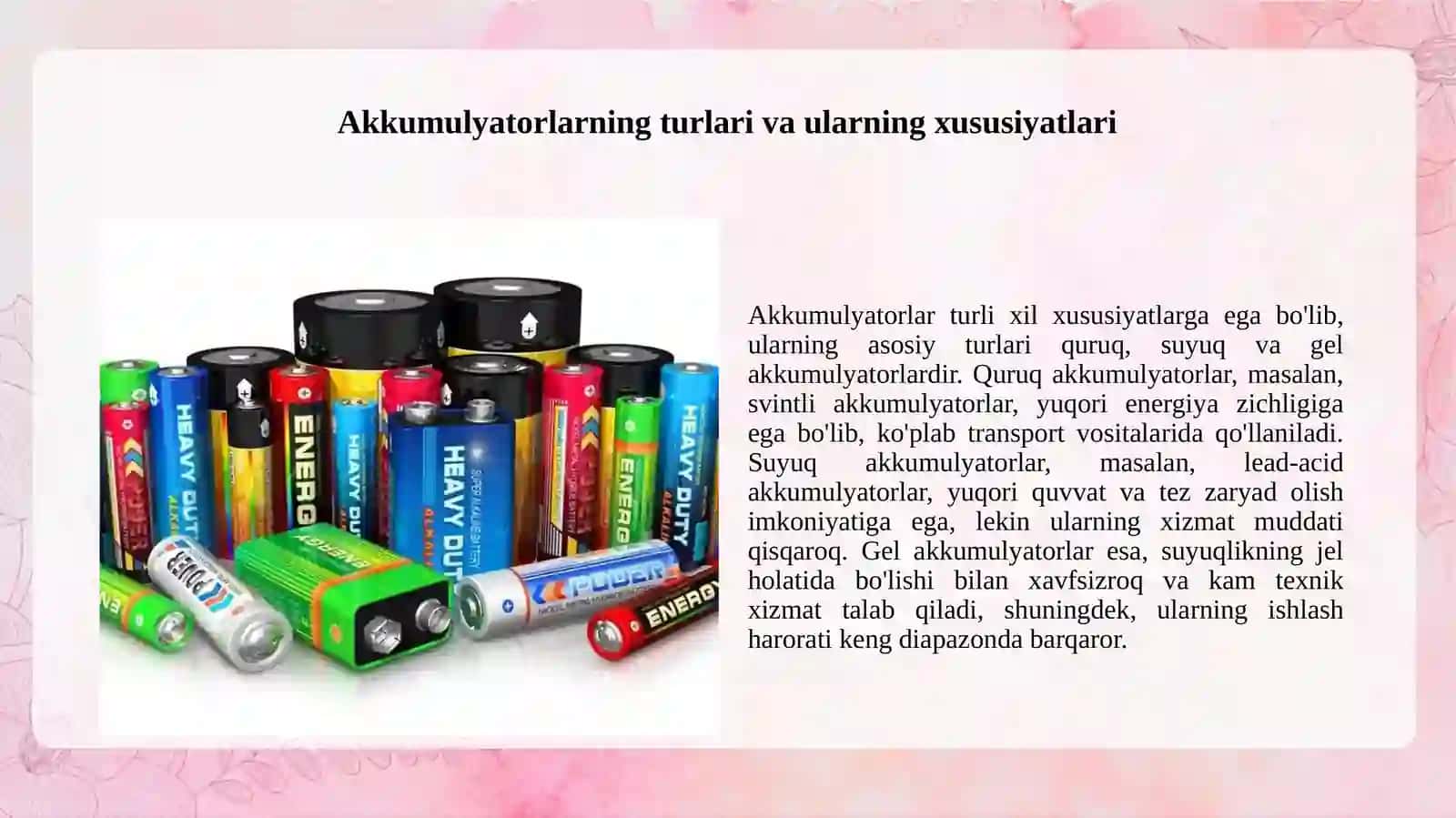 Akkumulyatorlar va ularning ishlash prinsiplari 2