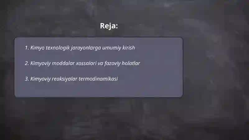 Kimyo texnologik jarayonlarni asoslari 2