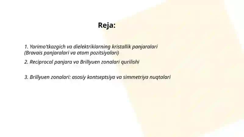 Yarimo'tkazgich va dielektriklarning kristallik strukturasi 2