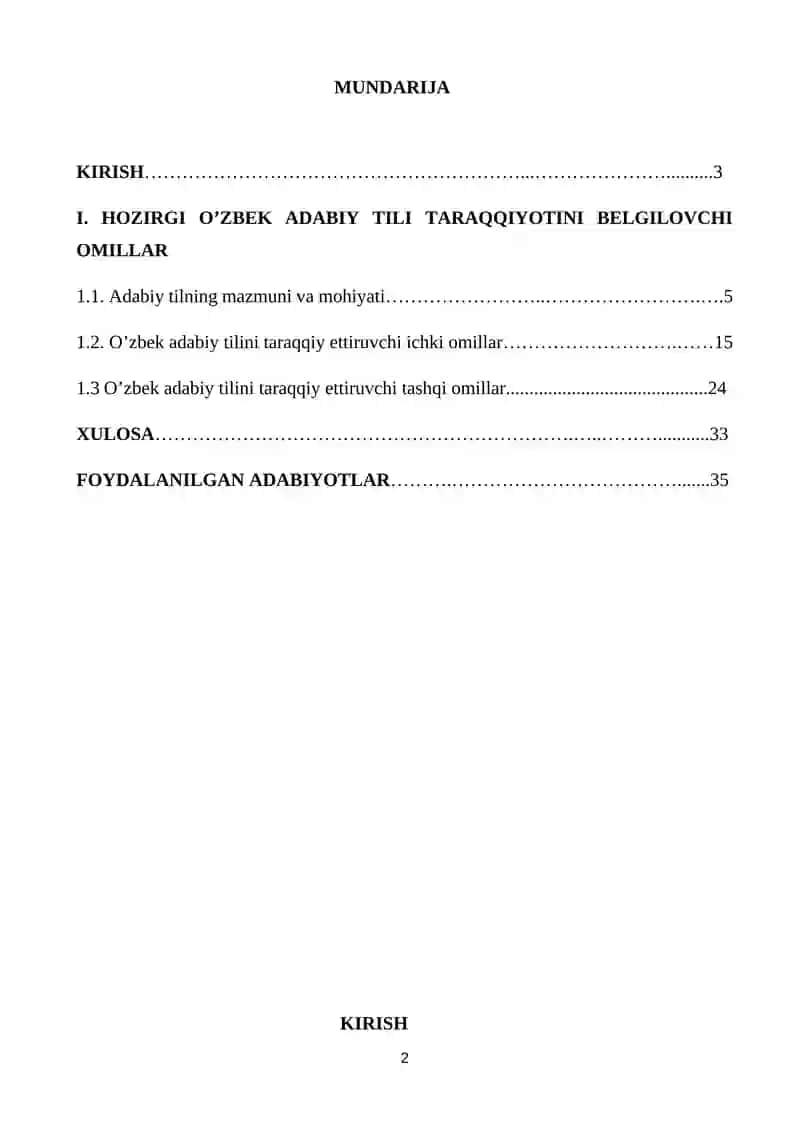 HOZIRGI O’ZBEK ADABIY TILI TARAQQIYOTINI BELGILOVCHI OMILLAR 2