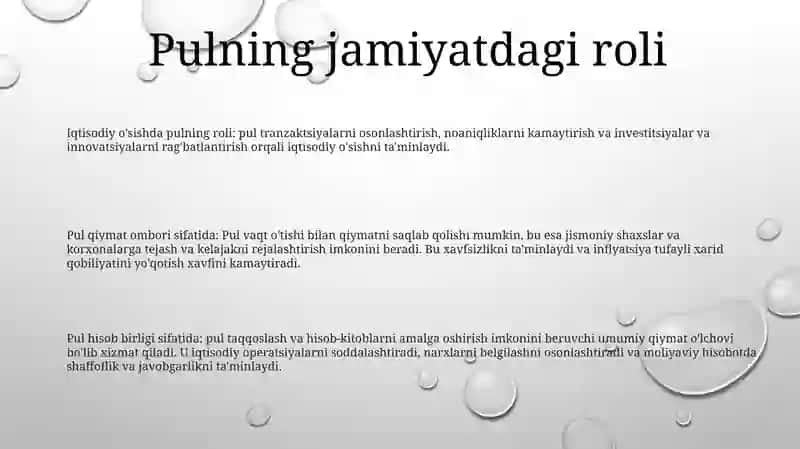 Iqtisodiy o'sishda pulning roli 2