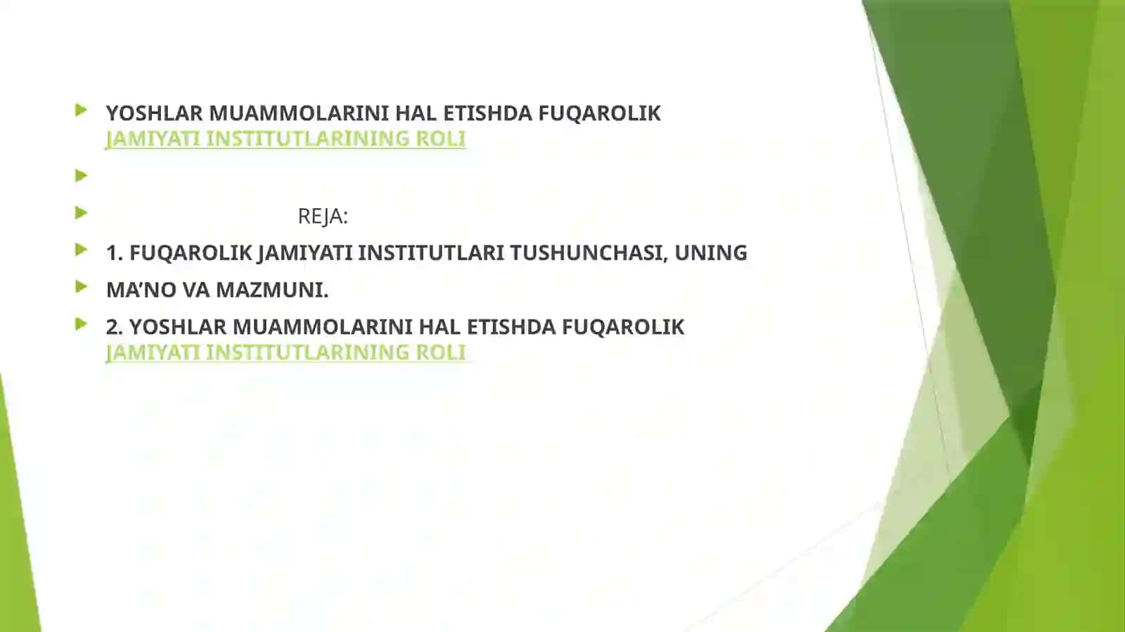 O’ZBEKISTONNI RIVOJLANTIRISH STRATEGIYASI FUQAROLIK JAMIYATI FANIDAN MUSTAQIL ISHI 2