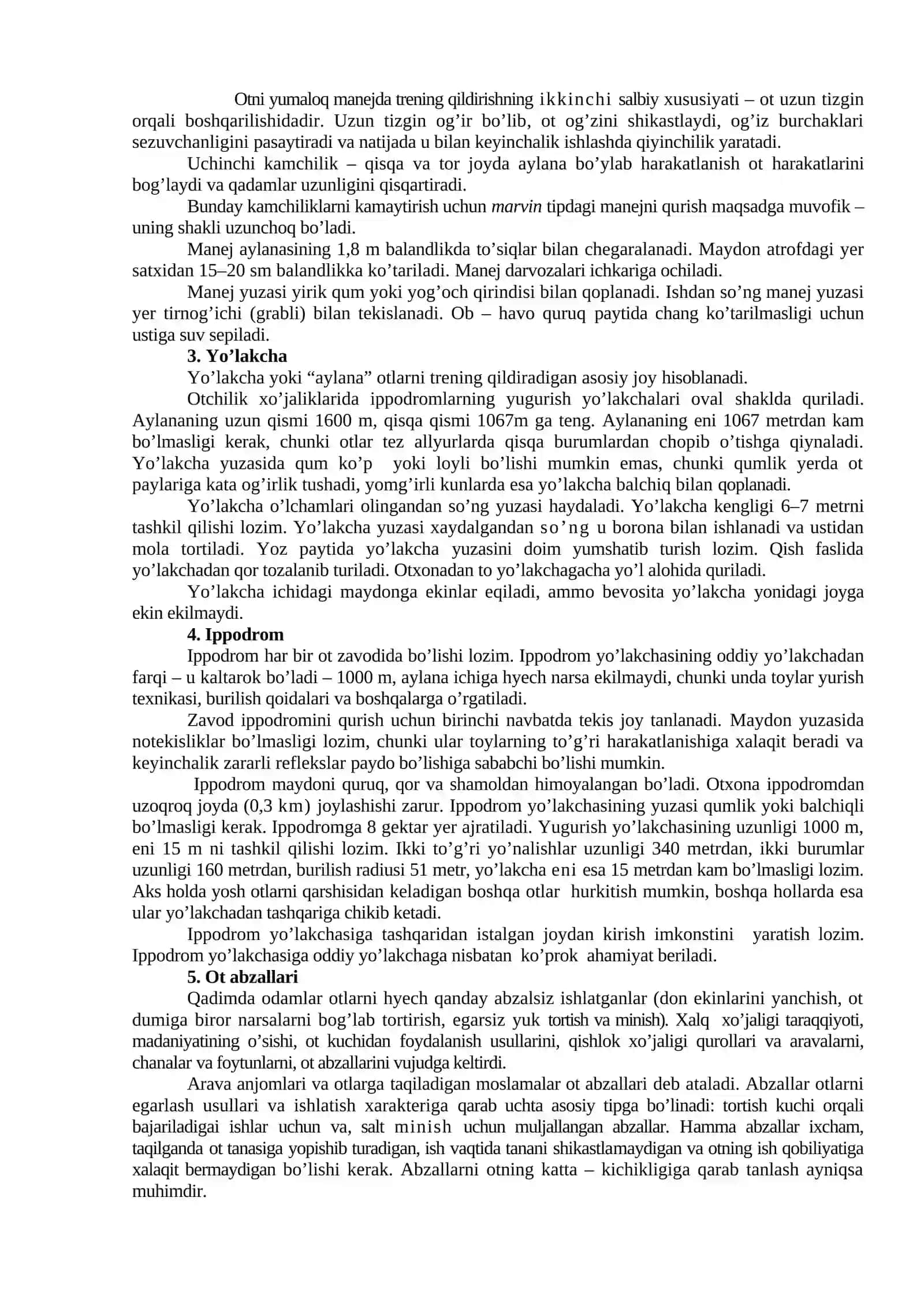 OT VA ITLARNI MASHQ QILDIRISHDA QO’LLANADIGAN QURILMALAR VA OT ABZALLARI 2