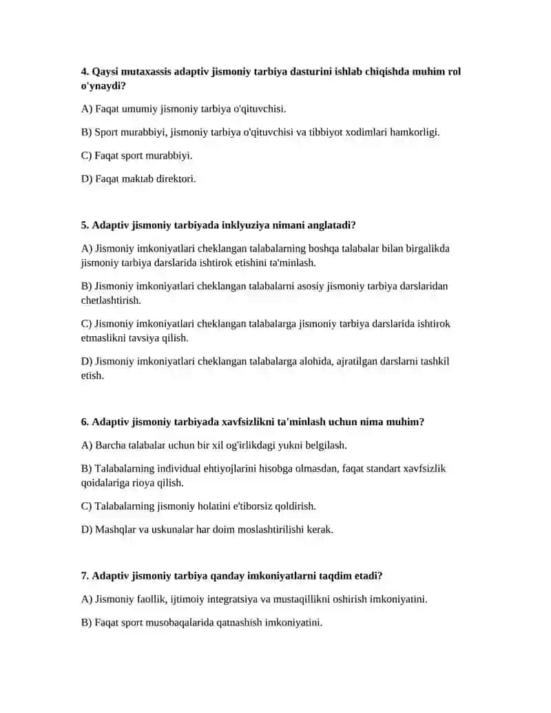 Adaptiv jismoniy tarbiyaning umumiy hususiyatlari 2