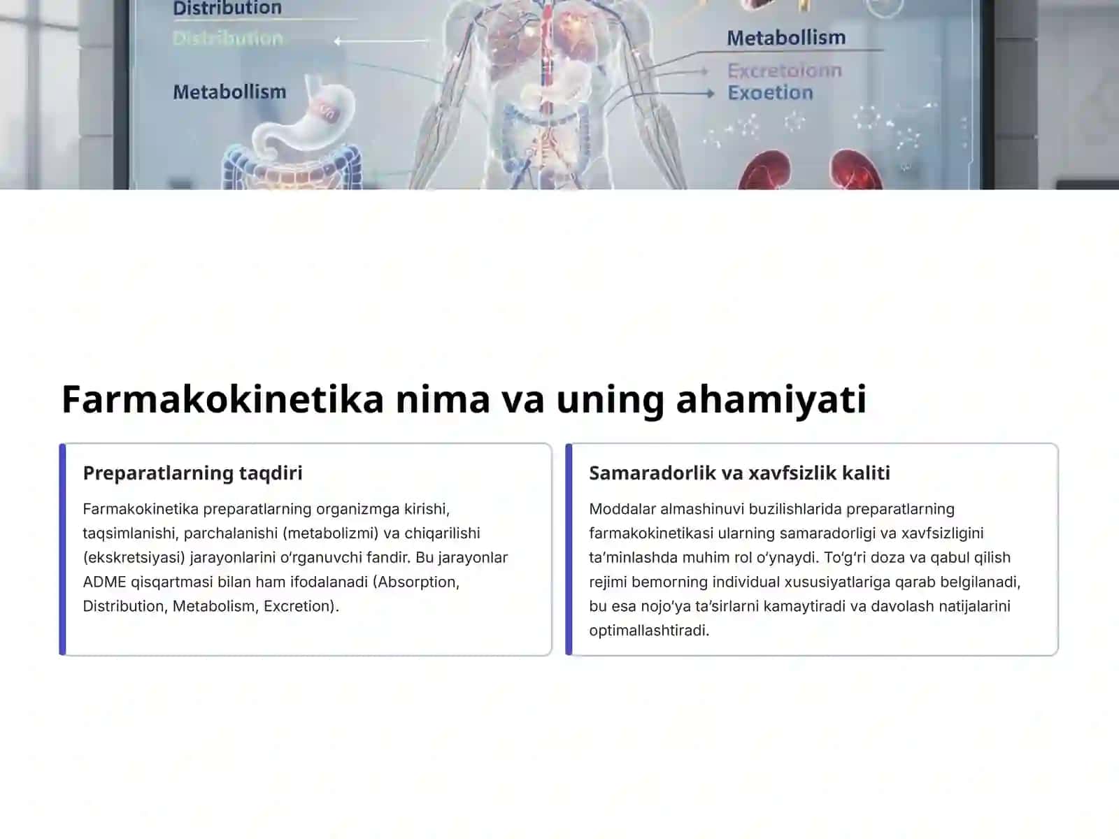 Moddalar almashinuvi buzilishlarida qo‘llaniladigan preparatlar farmakokinetikasi 2