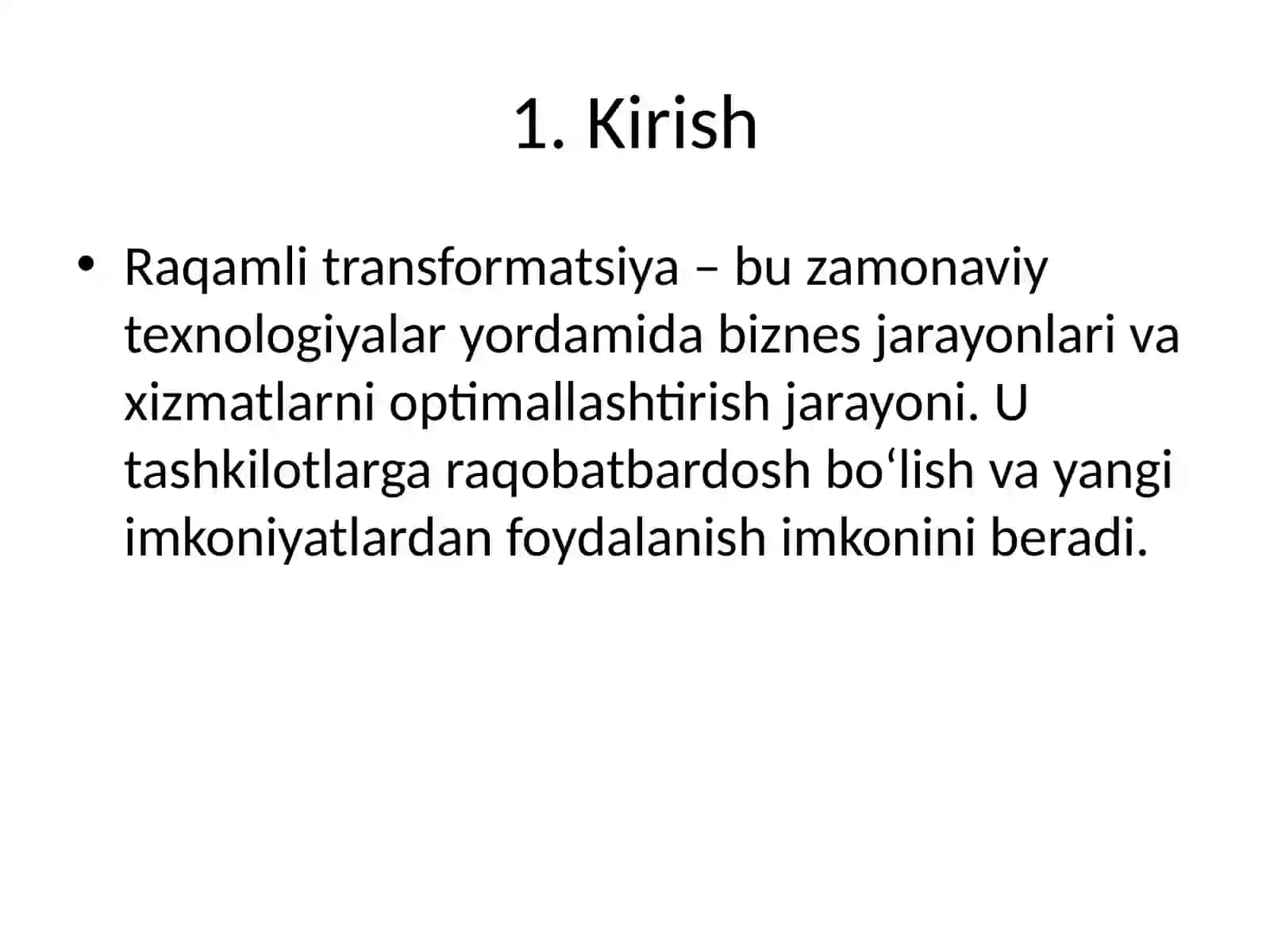 Raqamli transformatsiya – biznes jarayonlari optimallashtirishi 2