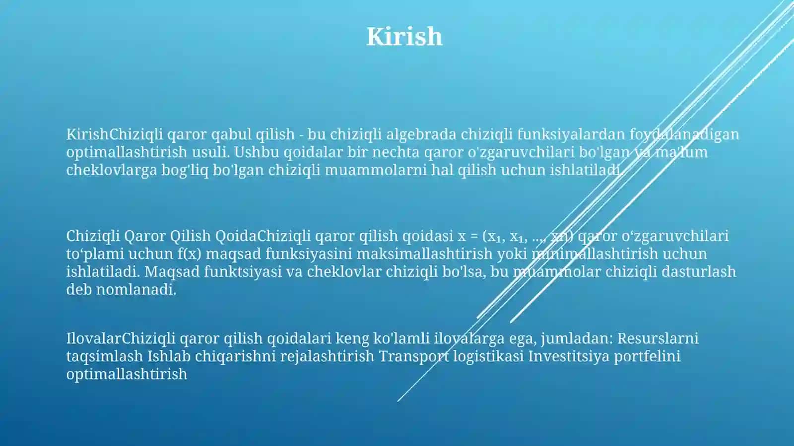 Chiziqli Qaror Qilish Qilish Funksiyasi 2