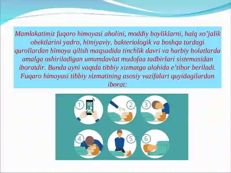 Shikastlangan o’choqlardan olib chiqilgan yarador bemorlarga birinchi yordam 2