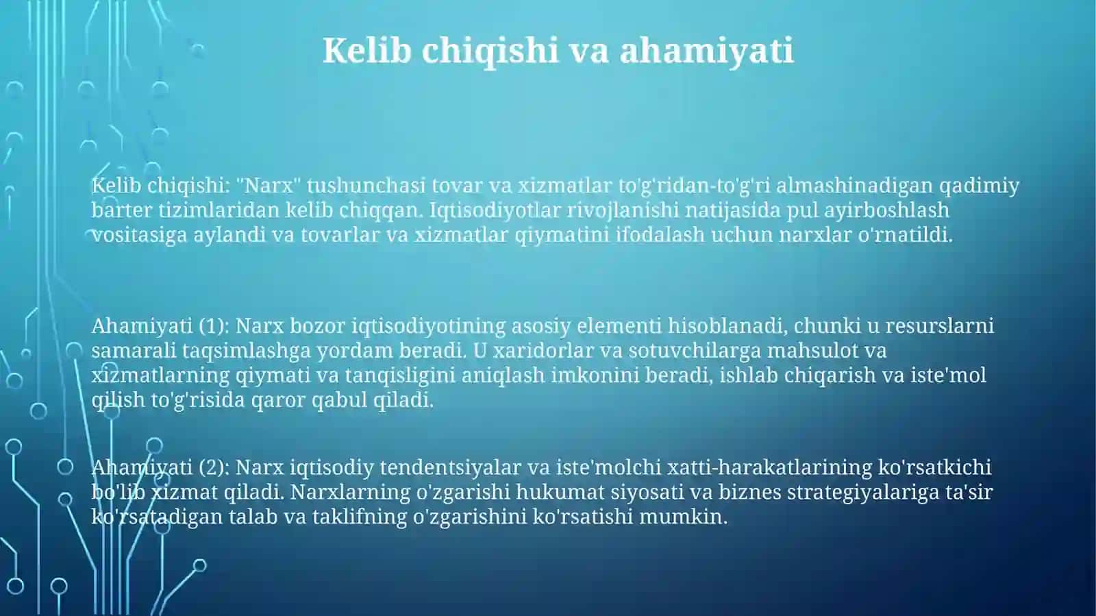 Narx tushunchasi 2