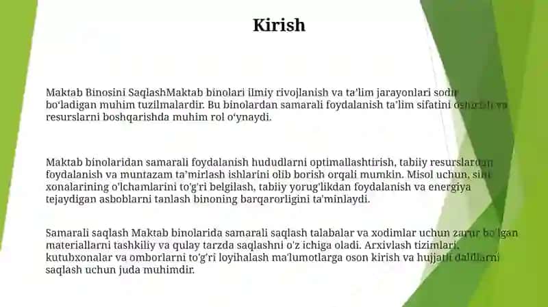 Maktab Binosini Saqlash Va Undan Samarali Foydalanish 2
