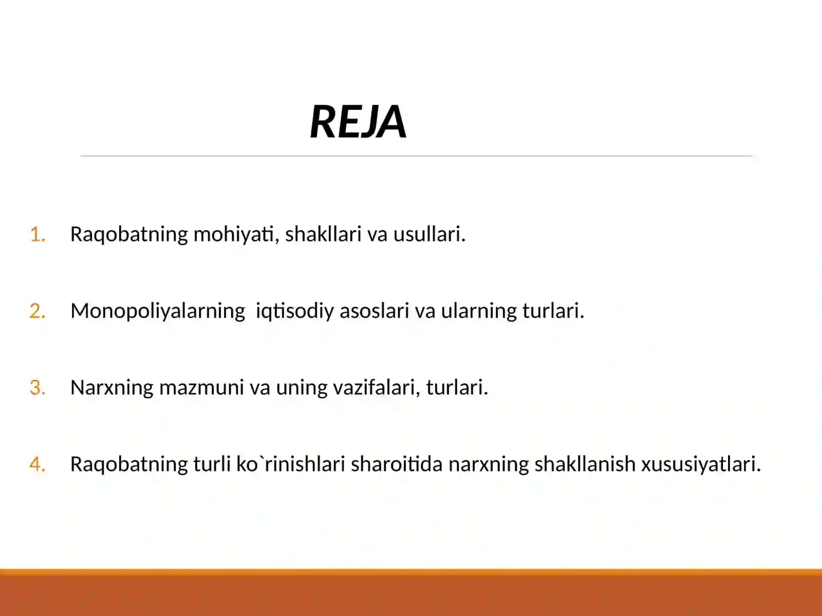 Raqobat va monopoliya. Narxlarning mohiyati va shakllanish xususiyatlari 2
