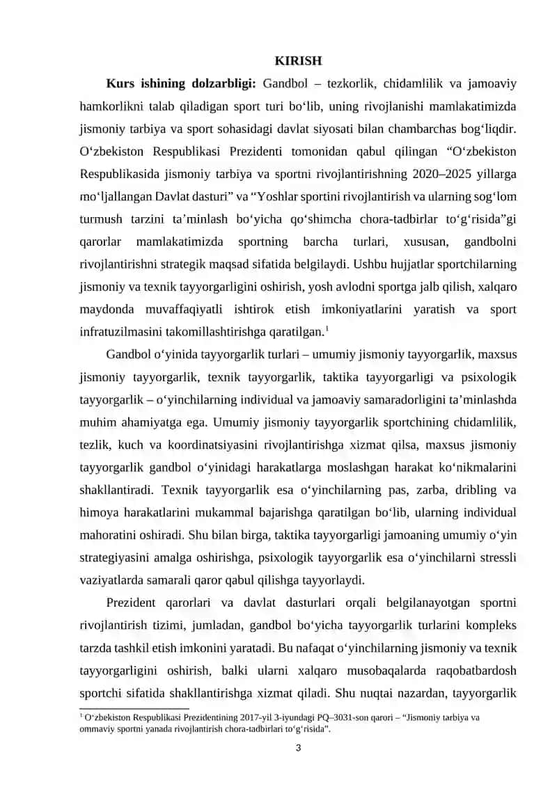 Gandbol o‘yinida tayyorgarlik turlarining o‘rni va ahamiyati 2