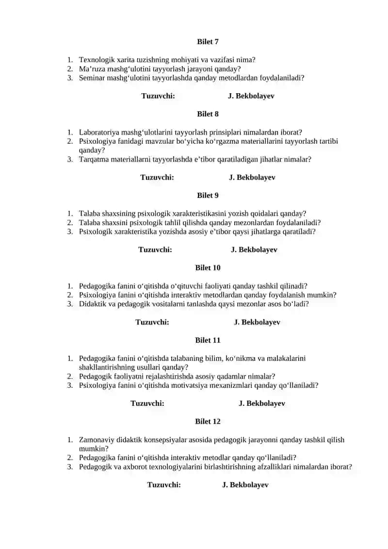 Pedagogika va psixologiya fanlarini o‘qitish metodikasi 2