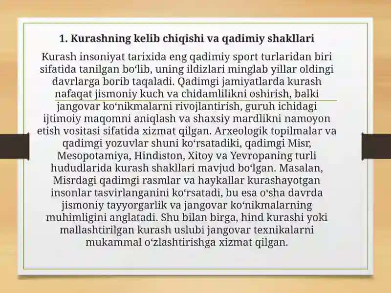 Kurashning kelib chiqishi va qadimiy shakllari 2