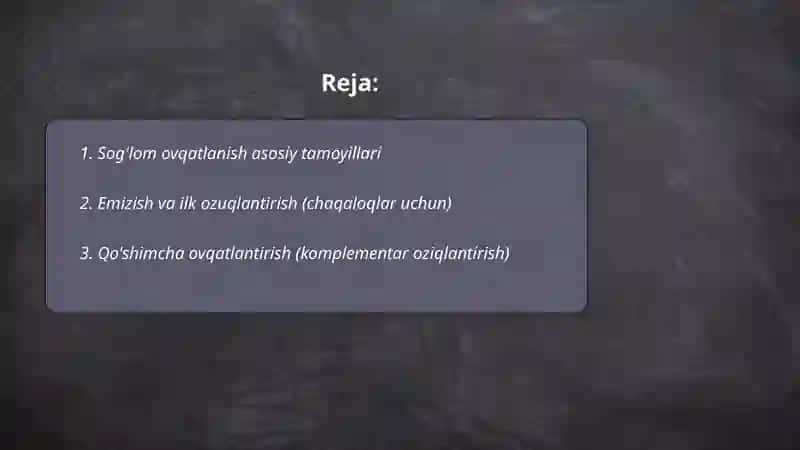 Bolalar va O'smirlarning ovqatlanish tartibi 2
