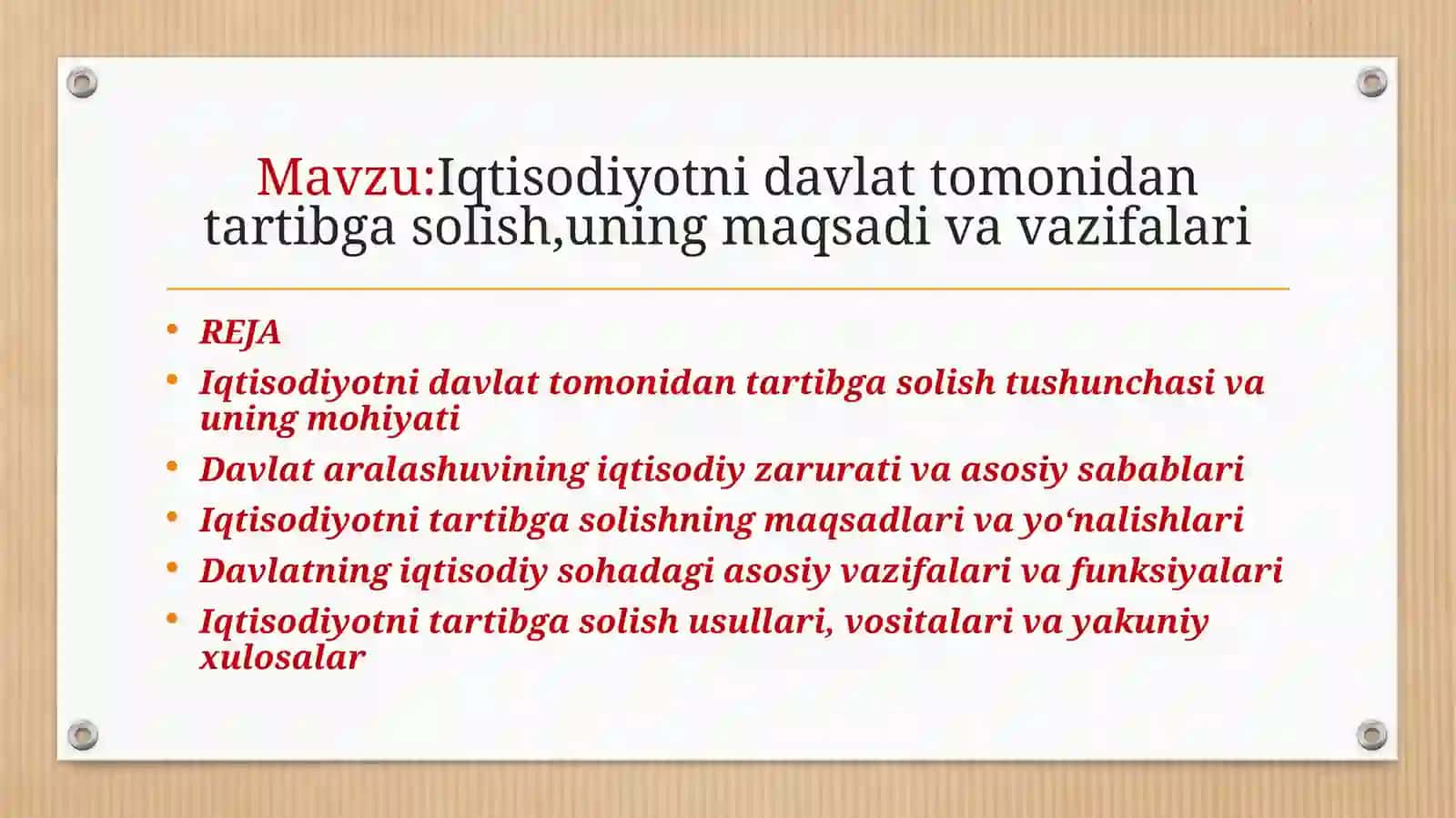 Iqtisodiyot nazariyasi fanidan tayyorlagan Taqdimoti 2