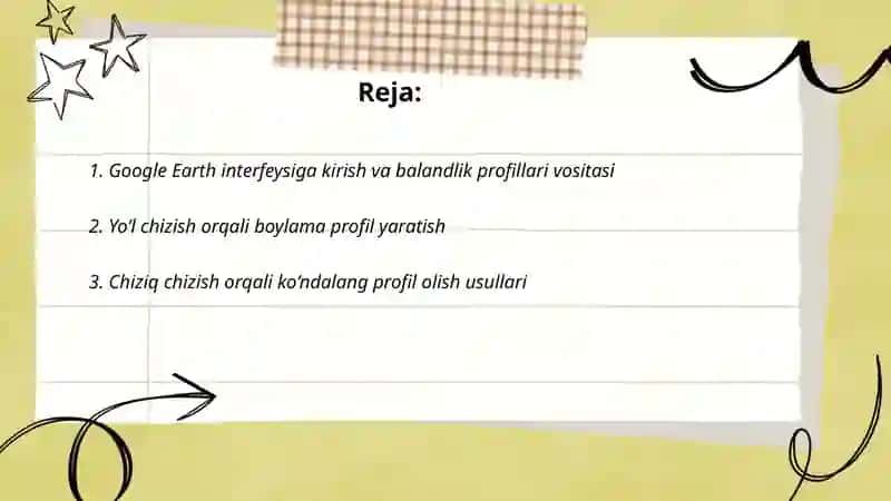 Google earth dasturi yordamida hududlarning va geografik obyektlarning boylama va ko'ndalang profillarini chizish 2