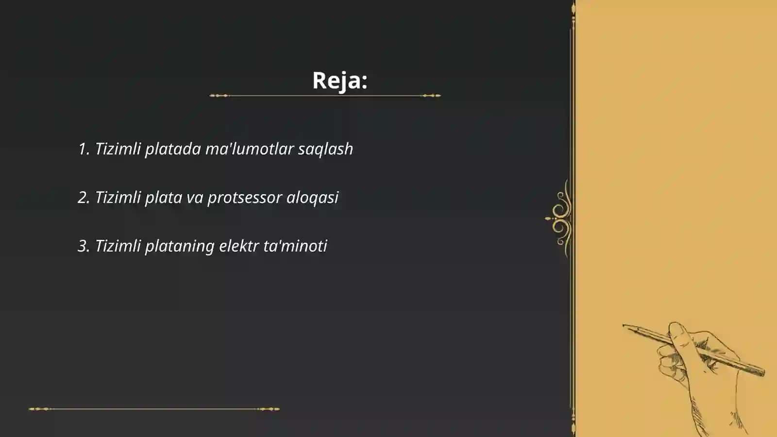 Tizimli plata va uning vazifalari 2