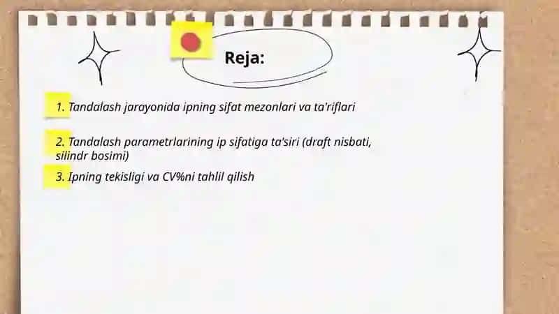 Tandalashda ip sifatini nazorat etish 2